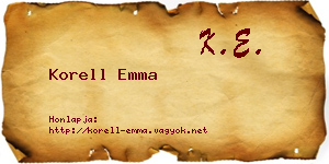 Korell Emma névjegykártya
